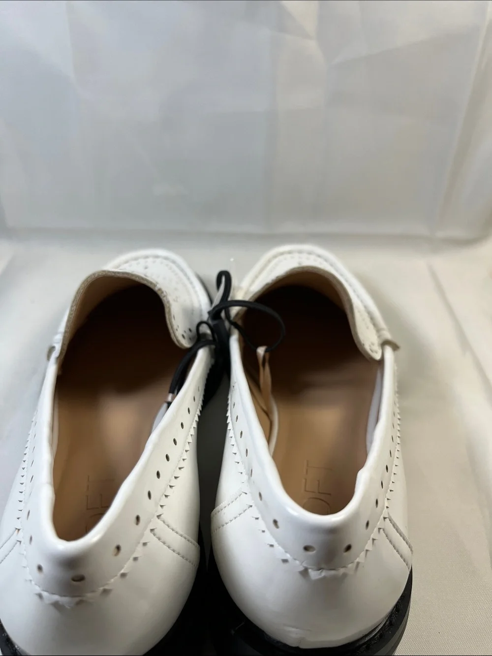 LOFT White Perforated Leather Slip-On Loafers